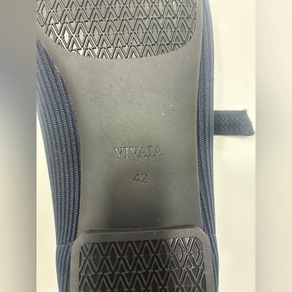 Vivaia Mary Jane Shoes Women Size 43 Navy Blue Knit Square toe adjustable strap - Picture 5 of 8